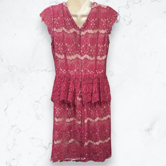 Anthropologie Maeve Red Peplum Tiered Lace Dress - Picture 2 of 6